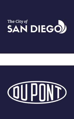 The city of San Diego and Dupont logos
